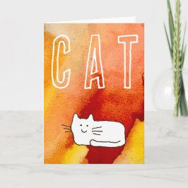 Cartoon Cat Doodle Line Art Folded Greeting Card Kaart