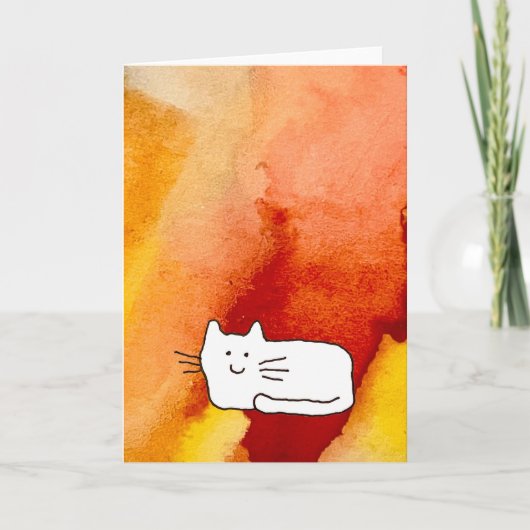 Cartoon Cat Doodle Line Drawing Greeting Card Kaart (Voorkant)