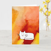 Cartoon Cat Doodle Line Drawing Greeting Card Kaart (Gele Bloem)