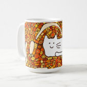 Cartoon Cat Doodle Line Drawing Koffiemok (Voorkant links)