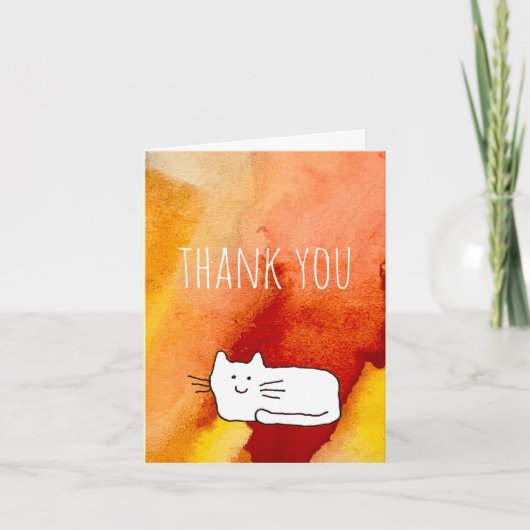 Cartoon Cat Doodle Thank You Folded (Devant)