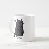 Cartoon Cat in Doodle Art Style  naam Koffiemok (Voorkant links)