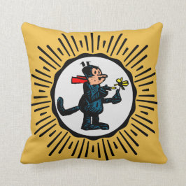 Cartoon Cat Retro Style Starburst Sierkussen