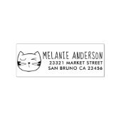 Cartoon Cat Wink Aangepaste naam & retouradres Rubberstempel (Afrduk)