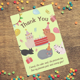 Cartoon Cats Birthday Party Thank You Card Bedankkaart