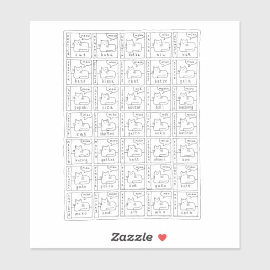 Cartoon Cats Different Meow Languages  Sticker (Vel)