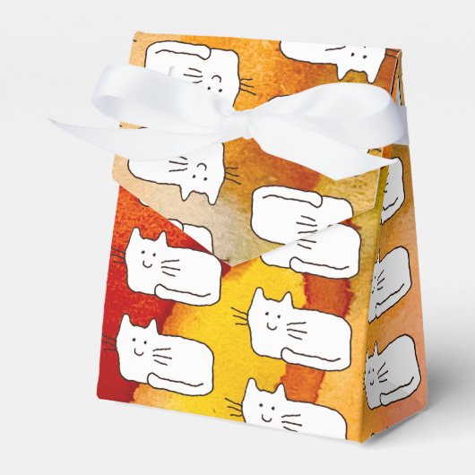Cartoon Cats Doodle Line Drawing Favor Boxes Bedankdoosjes (Voorkant Zijde)