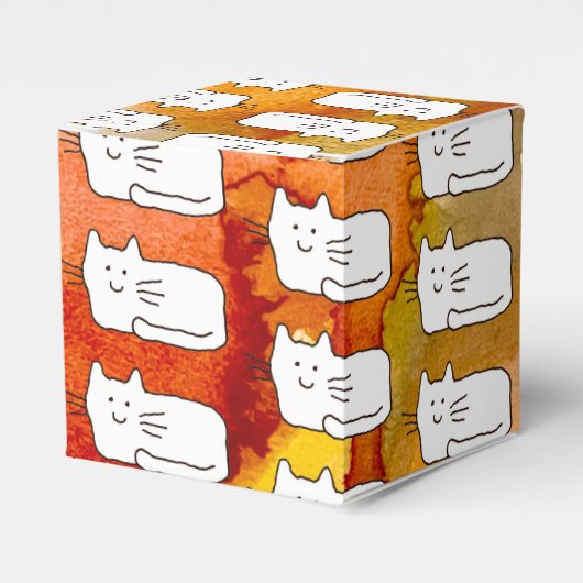 Cartoon Cats Doodle Line Drawing Favor Boxes Bedankdoosjes (Voorkant Zijde)