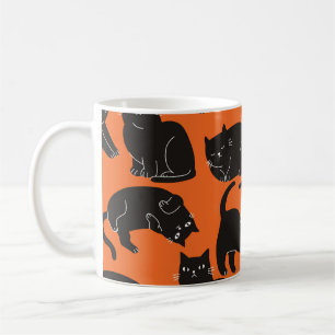 Cartoon Cats Hand getrokken patroon Koffiemok