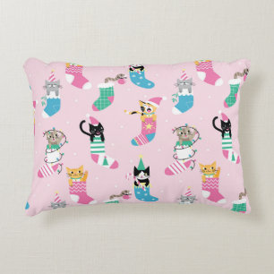 Cartoon Cats Kerst Naadloos Patroon Accent Kussen