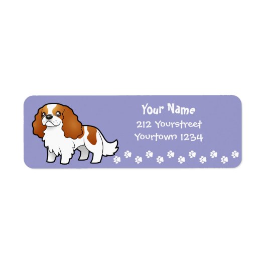 Cartoon Cavalier King Charles Spaniel Etiket (Voorkant)