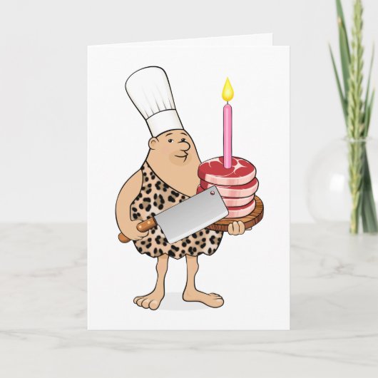 Cartoon Caveman Paleo Chef - Carte d'anniversaire  (Devant)