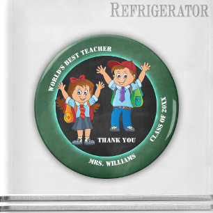 Cartoon Chalkboard leraar bedankt Magnet Magneet
