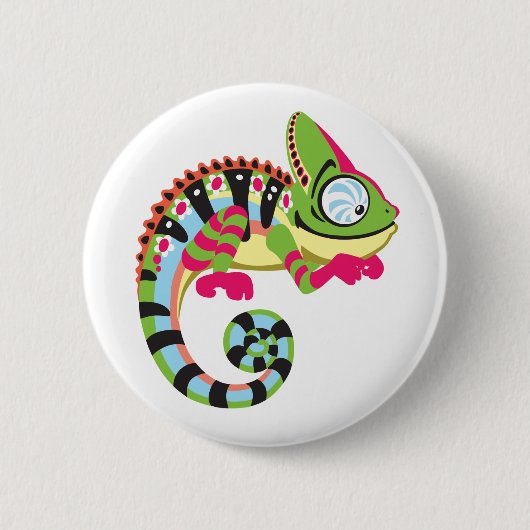cartoon chameleon ronde button 5,7 cm (Voorkant)