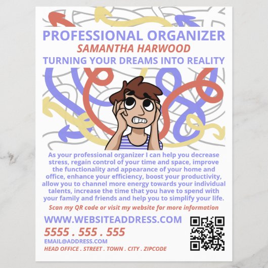 Cartoon Chaos Design, Professional Organizer Flyer (Voorkant)