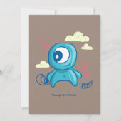 Cartoon Character Hand Drawn Blue Monster Art Kaart (Voorkant)