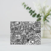 Cartoon Character Hand Drawn Toss Pattern Briefkaart (Staand voorkant)