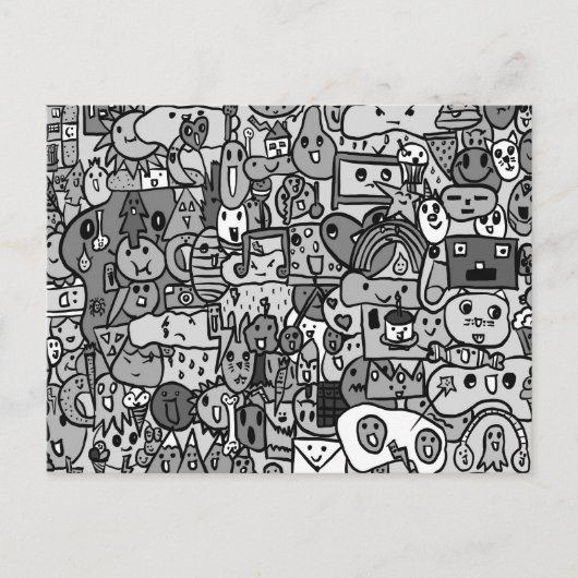 Cartoon Character Hand Drawn Toss Pattern Briefkaart (Voorkant)