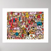 Cartoon Character Hand Drawn Toss Pattern Poster (Voorkant)