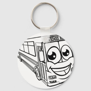 Cartoon Character School Bus Mascot Sleutelhanger