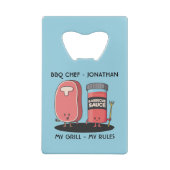 Cartoon Characters Steak & Sauce Custom BBQ Chef Kredietkaart Flessenopener (Achterkant)