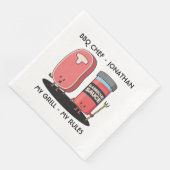 Cartoon Characters Steak & Sauce Custom BBQ Chef Servet (Hoek)