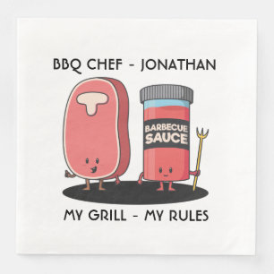 Cartoon Characters Steak & Sauce Custom BBQ Chef Servet