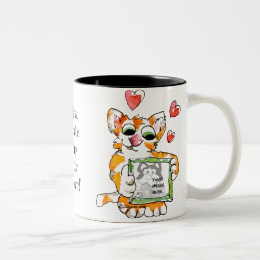 Cartoon Chat Amour Coeur Mug Personnalisé (Droit)