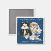 Cartoon Chats Mariage Enregistrer la Date Magnet (Recto/Verso)
