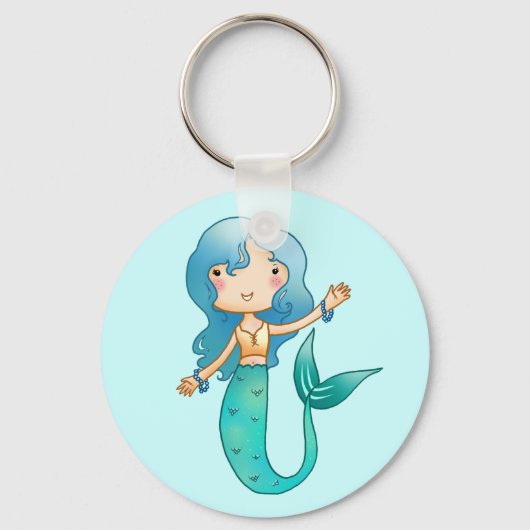 Cartoon Cheerful Mermaid Sleutelhanger (Voorkant)