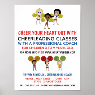 Cartoon Cheerleader Design, supertoonaangevende kl Poster