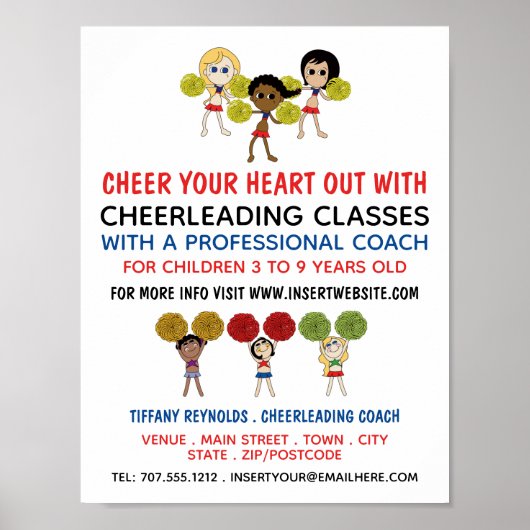Cartoon Cheerleader Design, supertoonaangevende kl Poster (Voorkant)