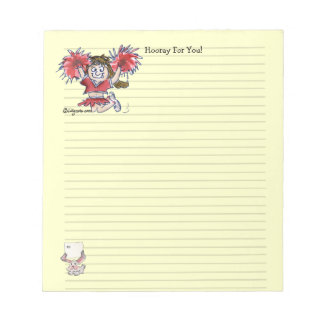 Cartoon Cheerleader Hooray voor u Notitieblok