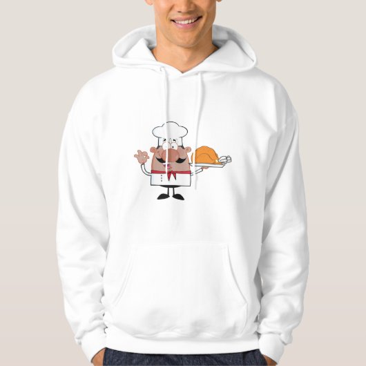 Cartoon Chef Holding Roast Turkije Hoodie (Voorkant)