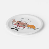 Cartoon Chef Holding Roast Turkije Papieren Bordje (Gekanteld)