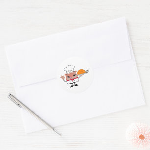Cartoon Chef Holding Roast Turkije Ronde Sticker