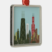 Cartoon Chicago Metalen Ornament (Rechts)