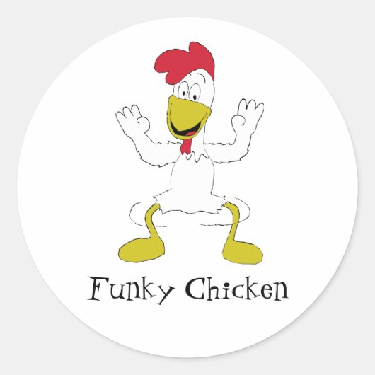 Cartoon Chicken Dance Classic Round Sticker (Voorkant)
