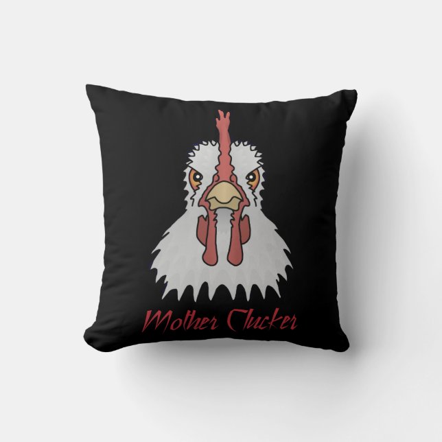 Cartoon Chicken Moeder Clucker Sierkussen (Voorkant)