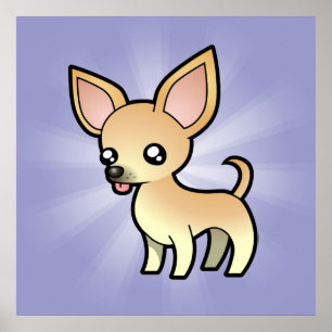 Cartoon Chihuahua (gladde jas) Poster
