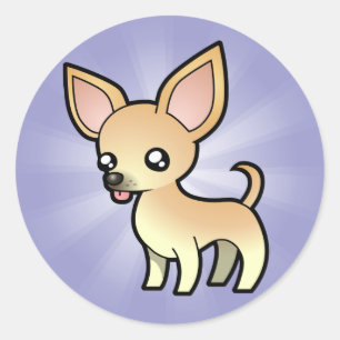 Cartoon Chihuahua (gladde laag) Ronde Sticker