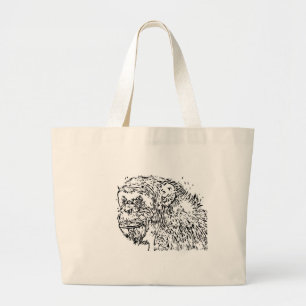Cartoon chimpansee grote tote bag
