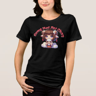Cartoon Chinees Nieuwjaar Schaap en Meisje Tri-Blend Shirt