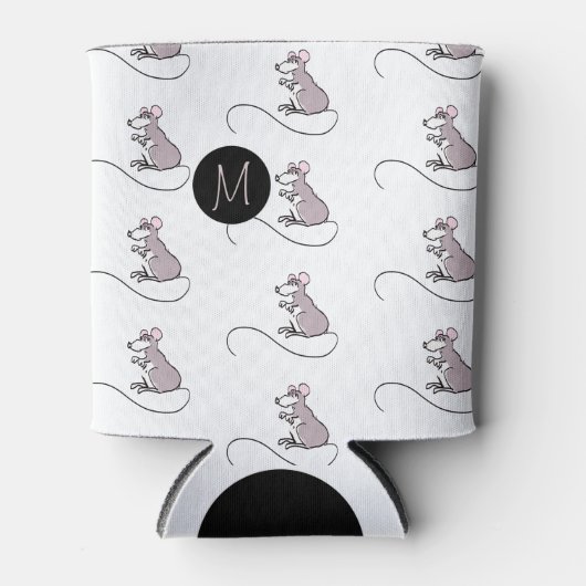 Cartoon Chinees Rat Year Zodiac Birthday Monogram Blikjeskoeler (Voorkant)