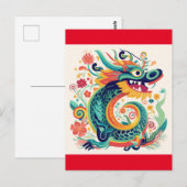 Cartoon Chinese Dragon Wall Art Briefkaart (Voorkant / Achterkant)