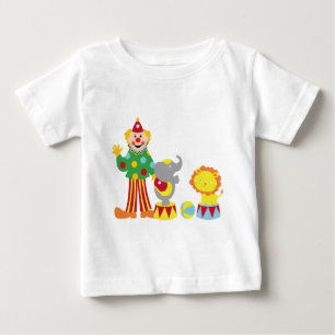 Cartoon Circus Clown en Dieren Lange Mouw T-Shi