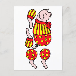cartoon circus varken papier pop uitgesneden kunst briefkaart
