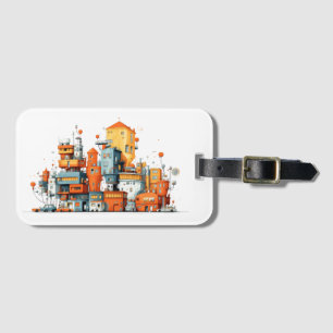 Cartoon City Animated Bagagelabel – Kleurrijke Urb