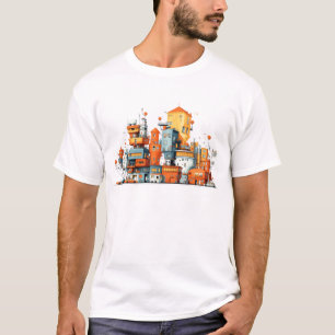 Cartoon City Kleurrijk T-shirt – Geanimeerd Urban 