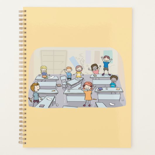 Cartoon Classroom Chaos With Wild Students Planner (Voorkant)
